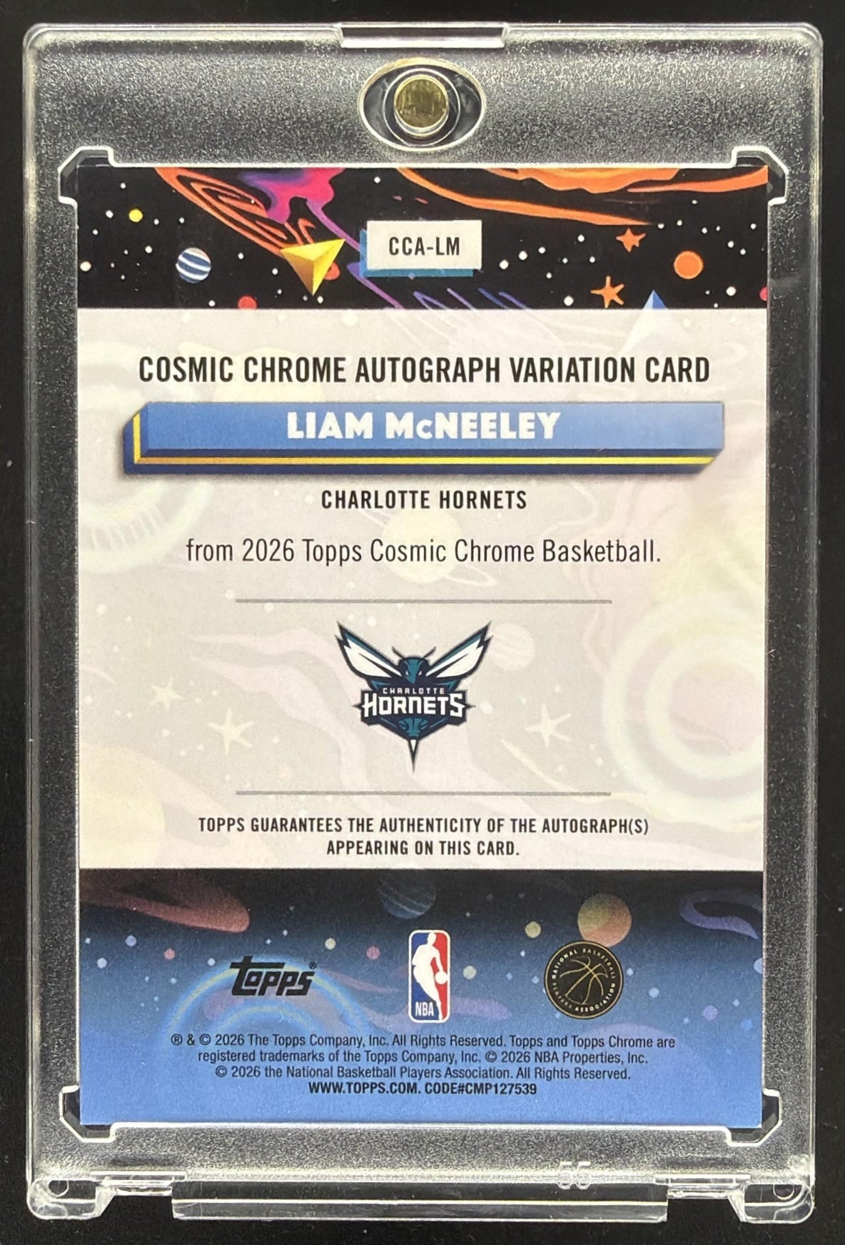 2025 Topps Cosmic Chrome Liam McNeeley #CCA-LM Auto Orange Galactic Refractor /25 RC