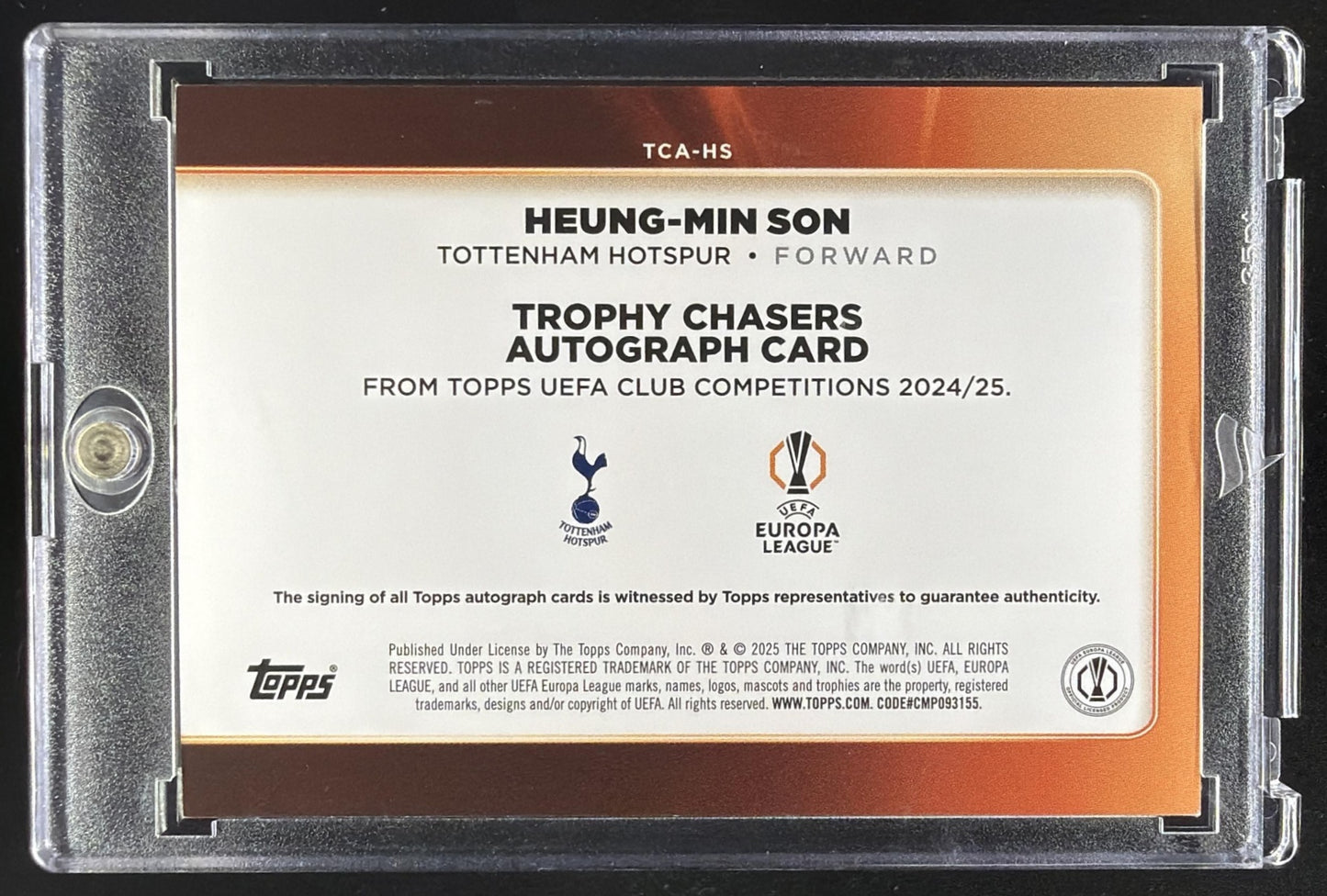 2024 Topps UEFA Club Competitions Heung-min Son #TCA-HS Auto
