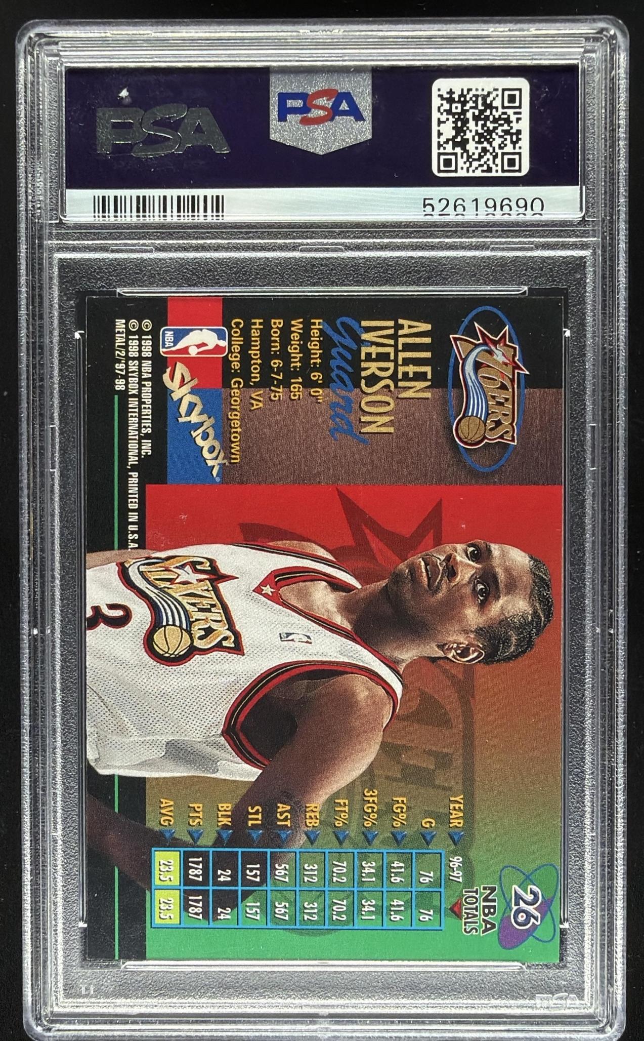 1997-98 Skybox Metal Universe Allen Iverson PSA 9