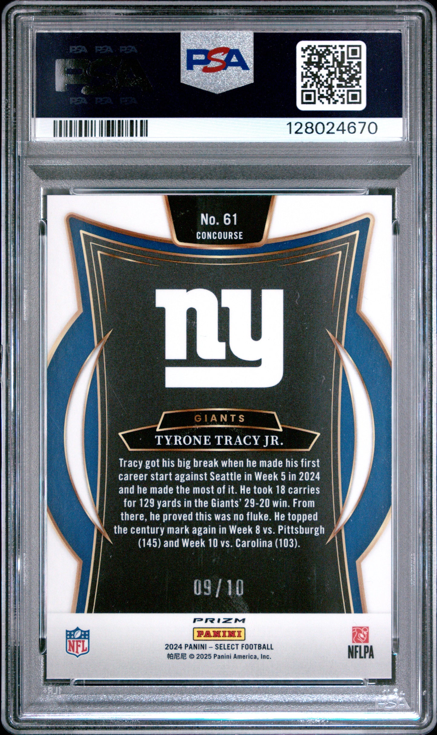 2024 Select Tyrone Tracy Gold Rookie /10 PSA 9