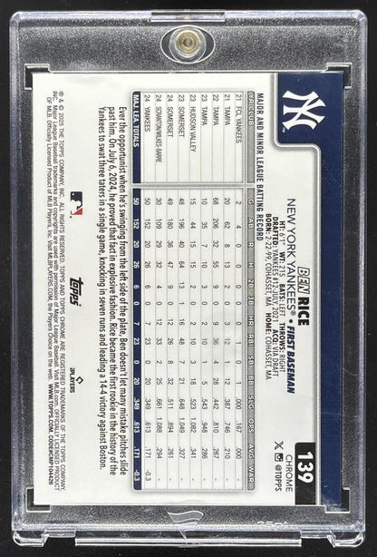 2025 Topps Chrome Ben Rice #139 Green Geometric Refractor 7/99 RC