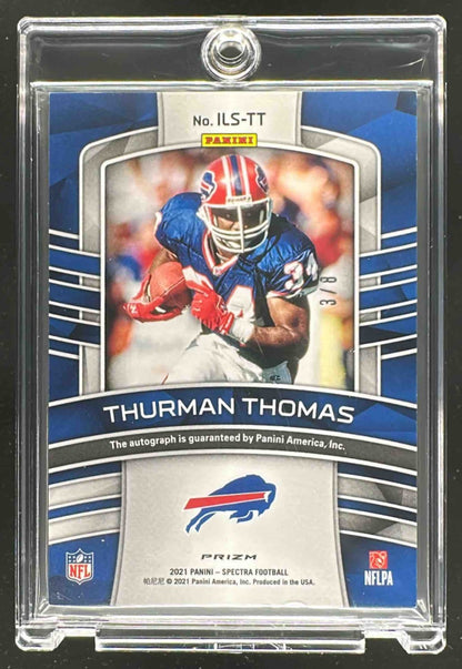 2021 Panini Spectra Thurman Thomas #ILS-TT Illustrious Legends Neon Pink /8 Auto