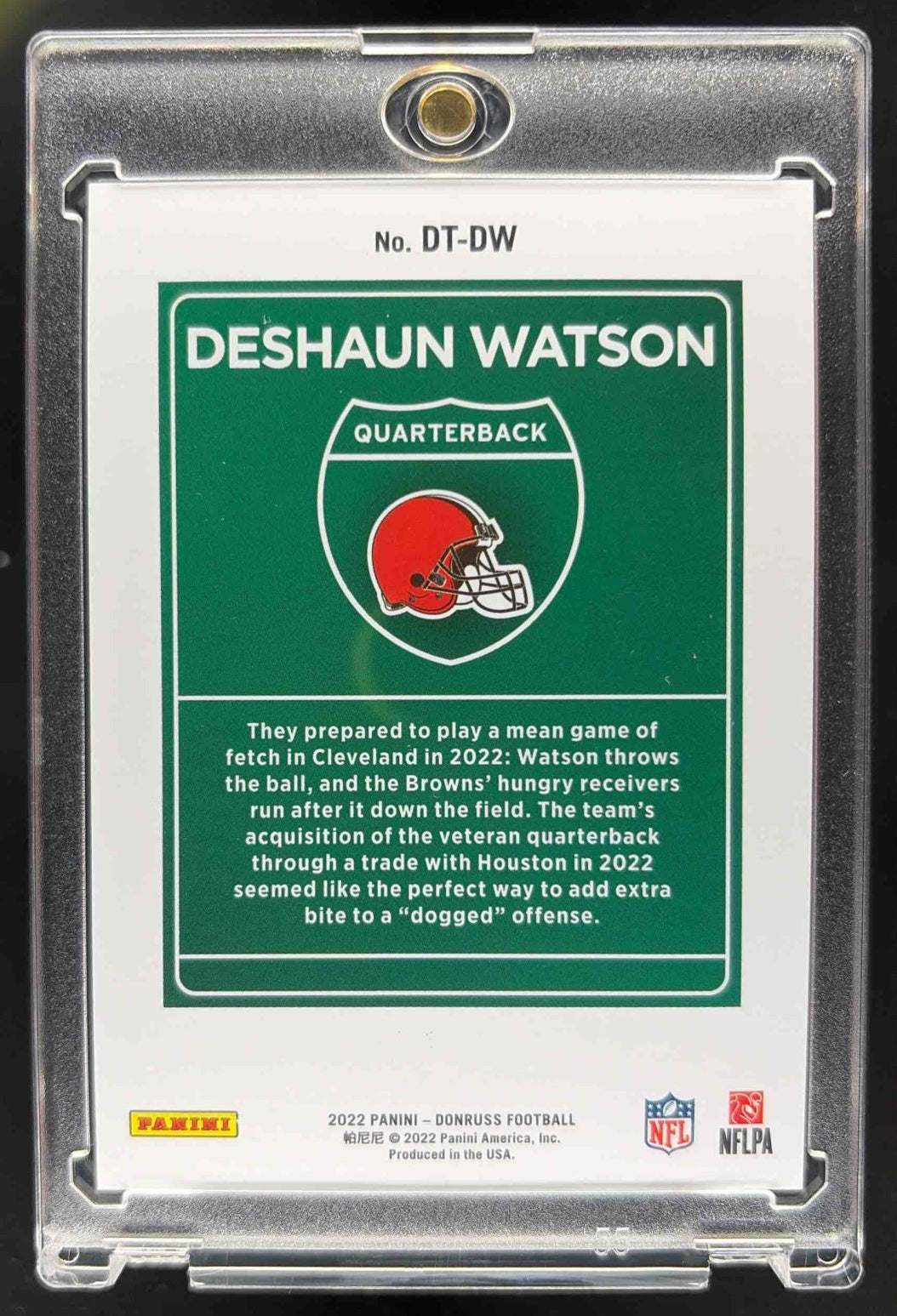 2022 Panini Donruss Deshaun Watson #DT-DW Downtown! SSP Browns