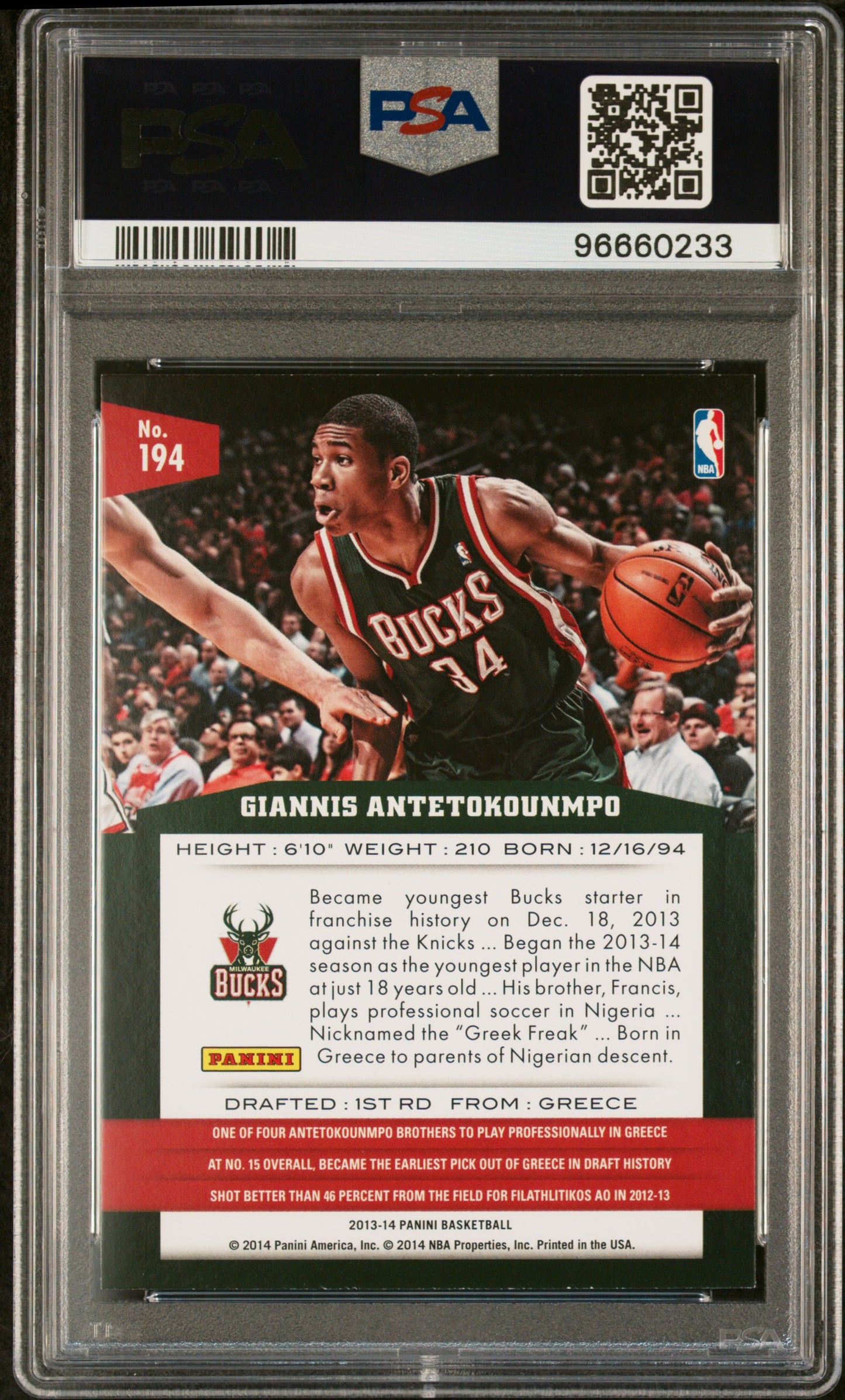 2013 Panini G. Antetokounmpo #194 PSA