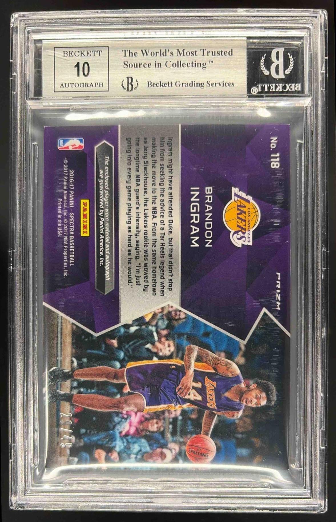 2016-17 Panini Prizm Brandon Ingram #1 Rookie Signatures RC Auto Lakers BGS 9