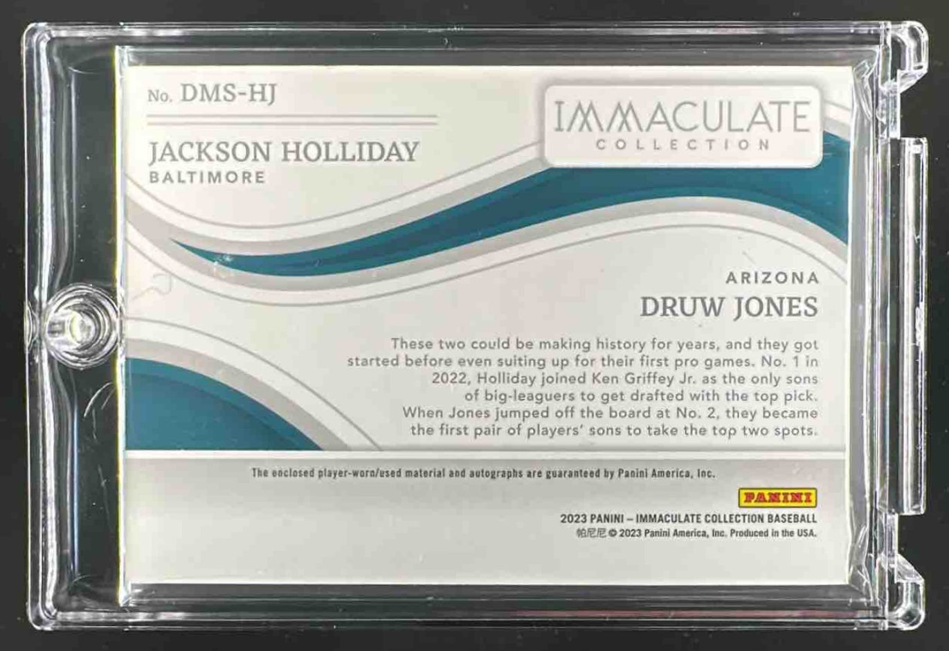 2023 Panini Immaculate Collection Jackson Holliday Druw Jones Patch Gold /10