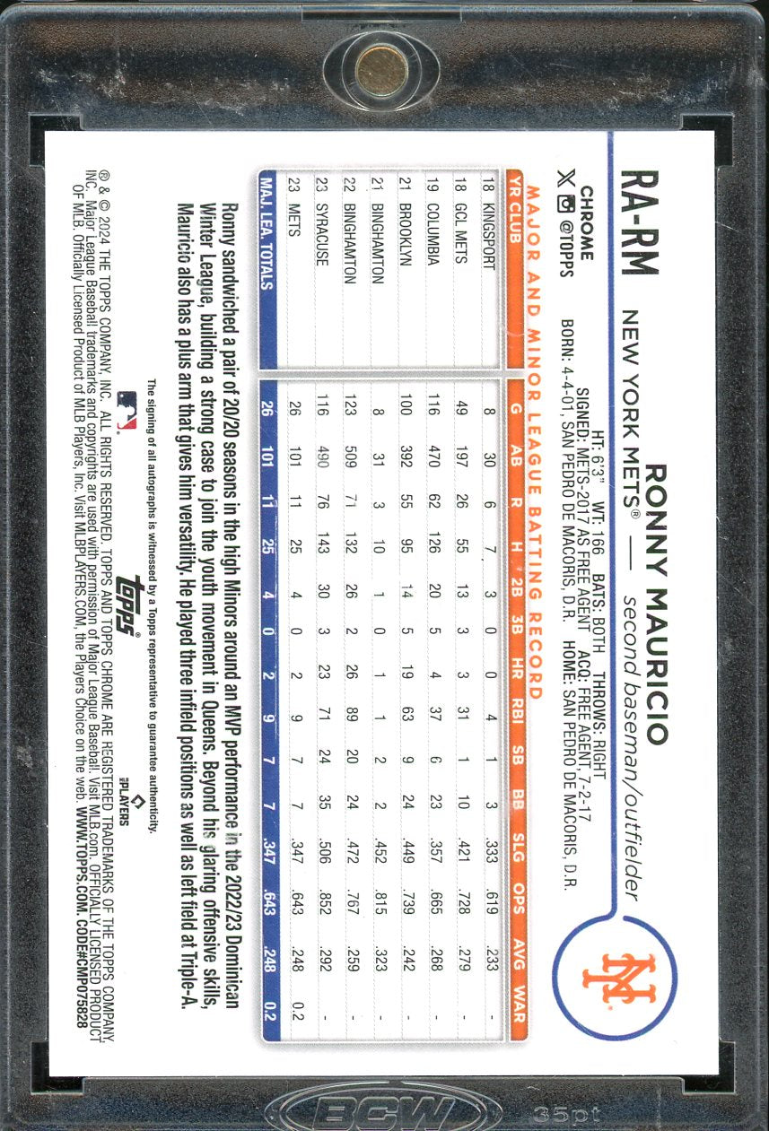 2024 Topps Chrome Ronny Mauricio Green Auto #RA-RM /99 RC