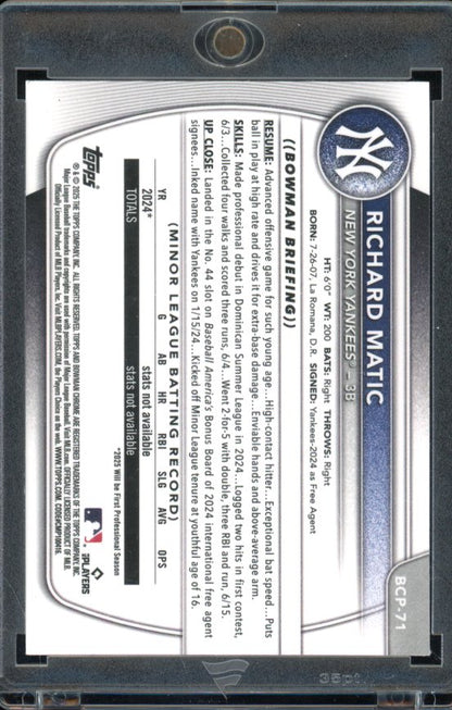 2025 Bowman Chrome Richard Matic Sunflower Seeds 1st