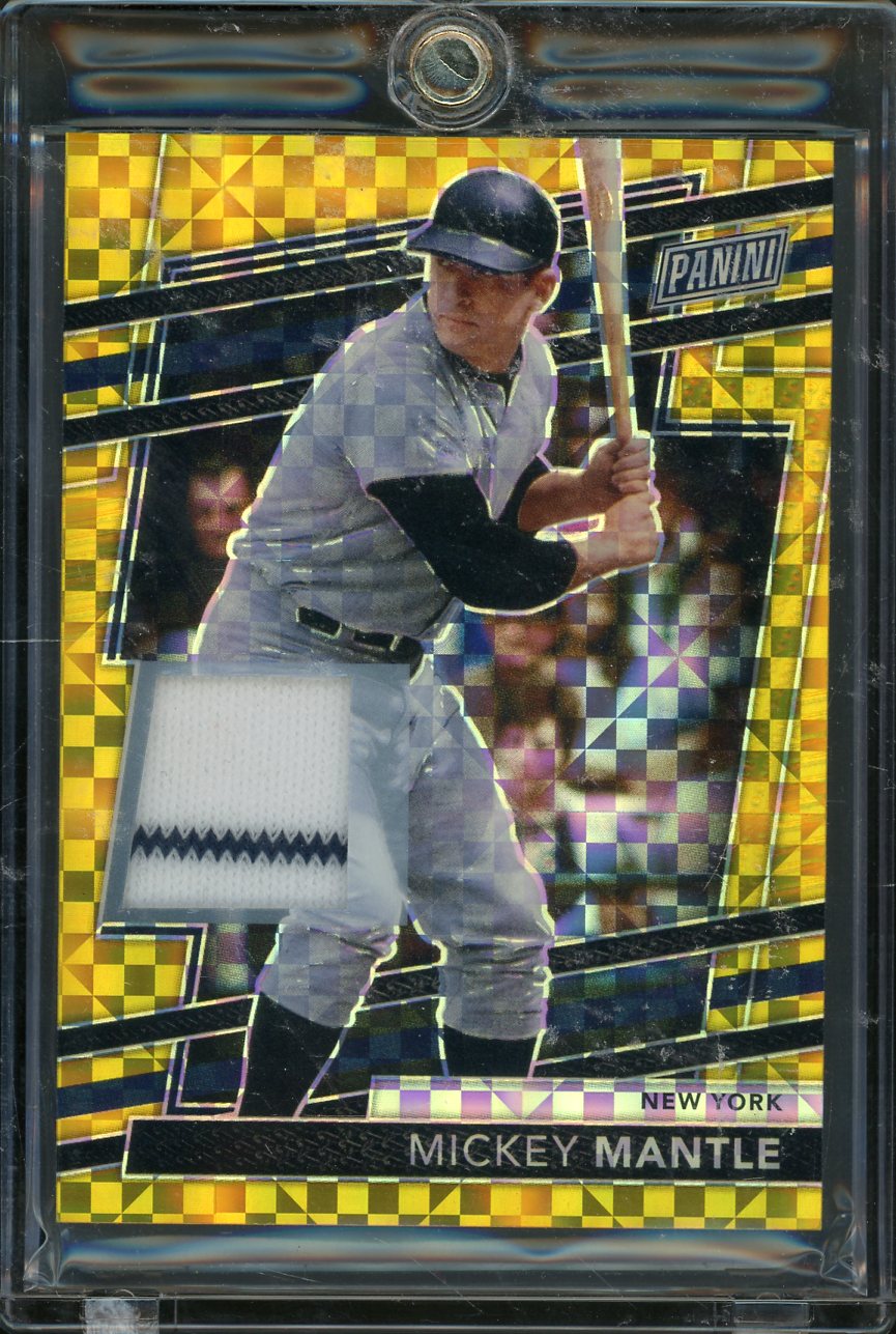 2024 Panini The National Mickey Mantle Gold Prizm Jersey w/ Pinstripe 01/10