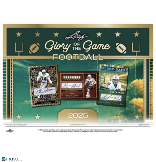 PRE ORDER 2025 Leaf Glory of the Game Football Hobby Box