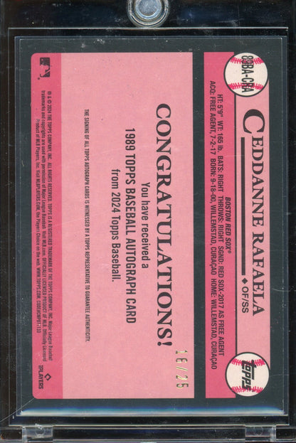 2024 Topps Cedanne Rafaela 1989 Topps Red Auto 16/25 RC