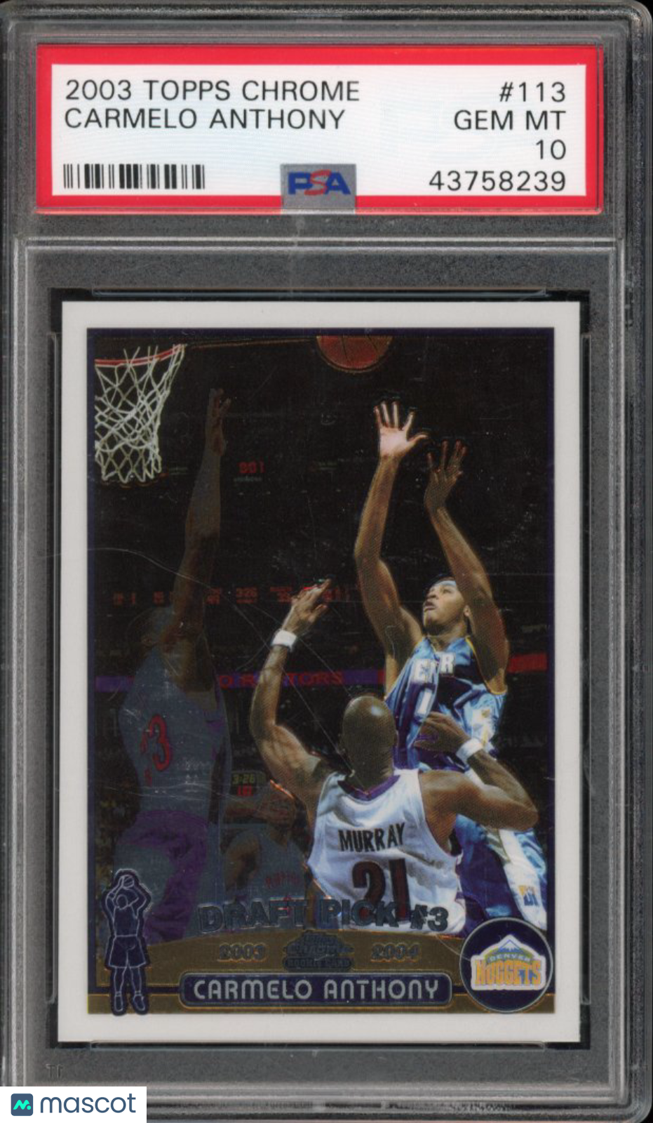 2003-04 Topps Chrome Carmelo Anthony Rookie PSA 10