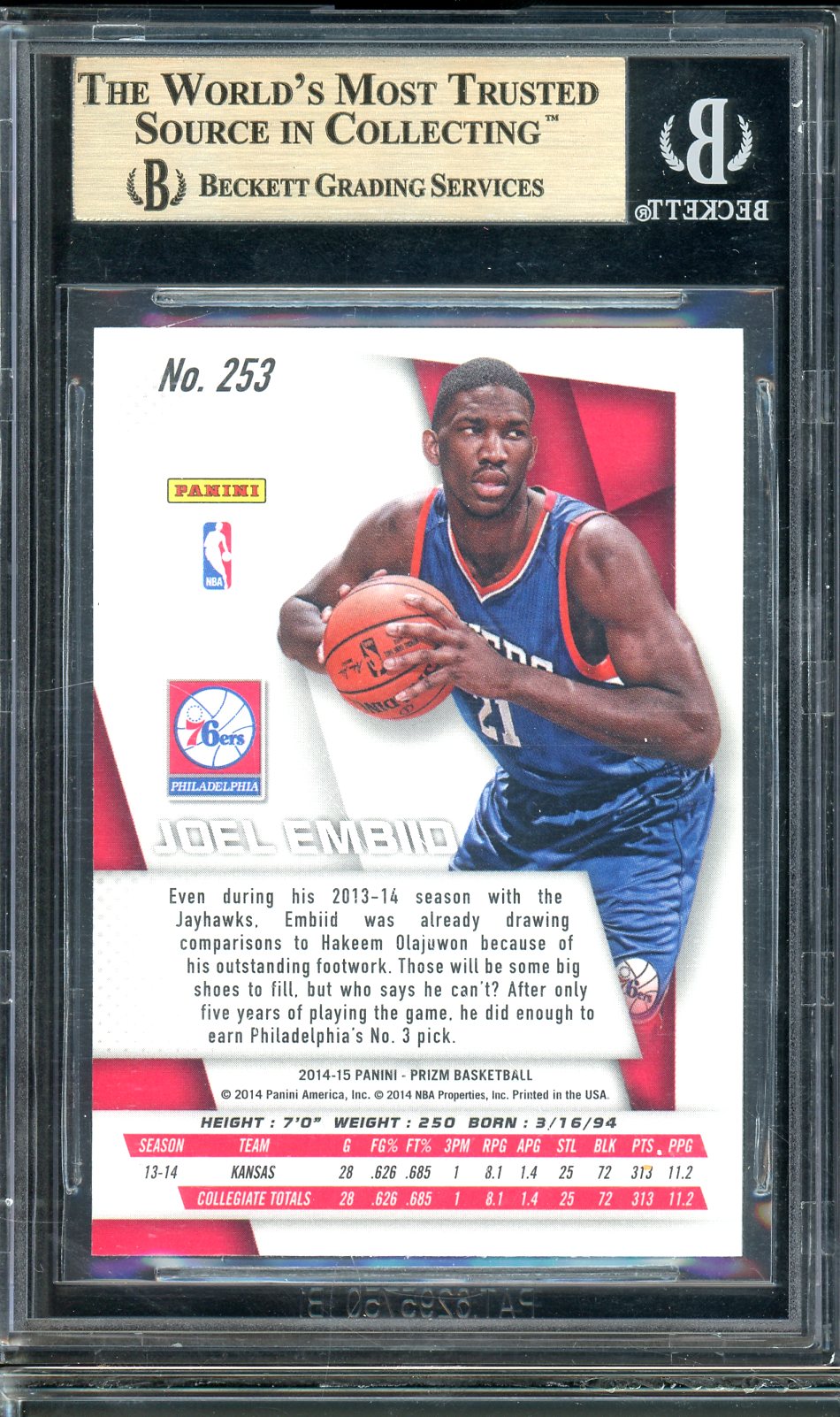 2014-15 Prizm Joel Embiid Rookie BGS 9.5 RC