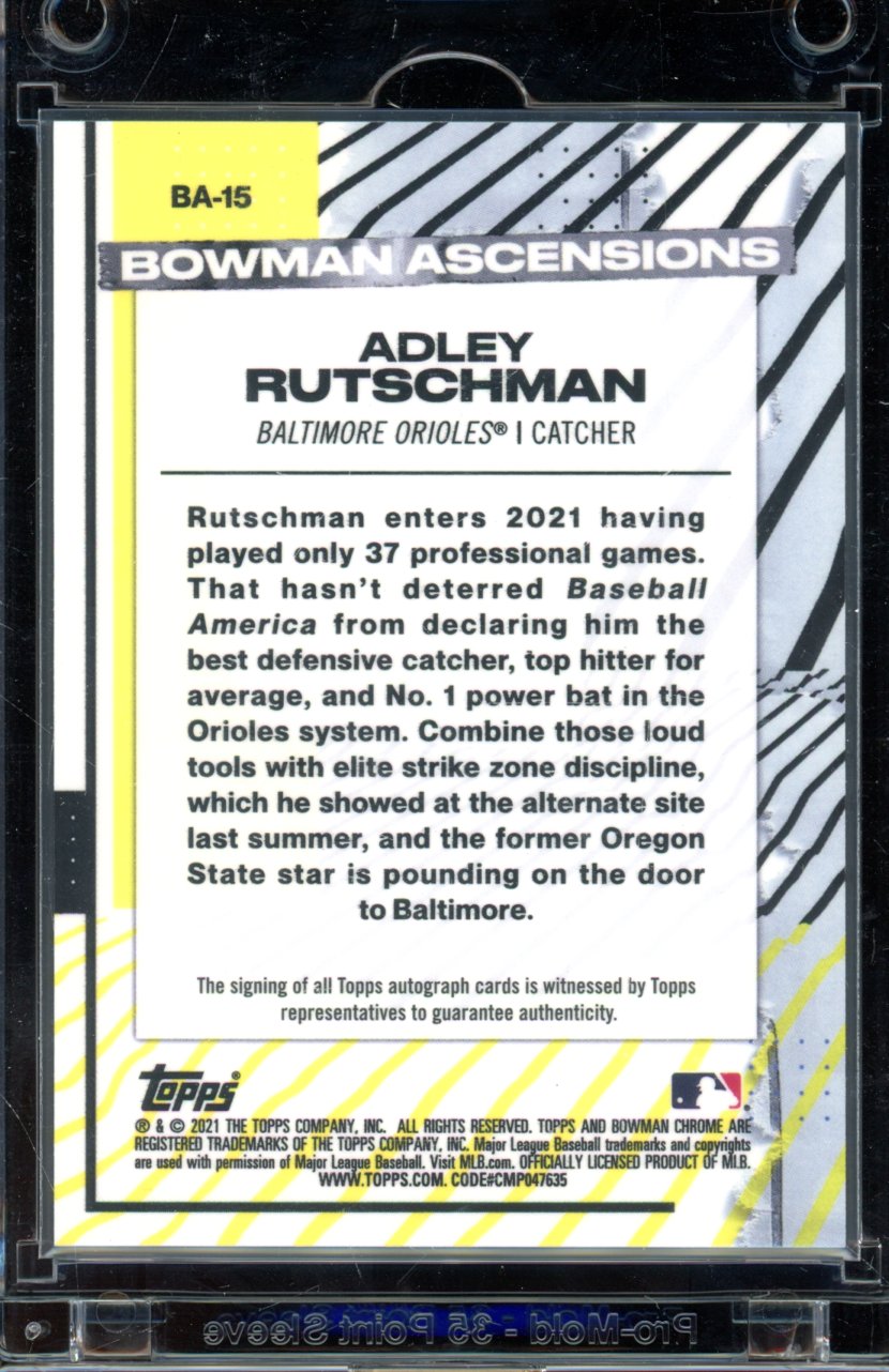 2021 Bowman Chrome Adley Rutschman Refractor Auto /100