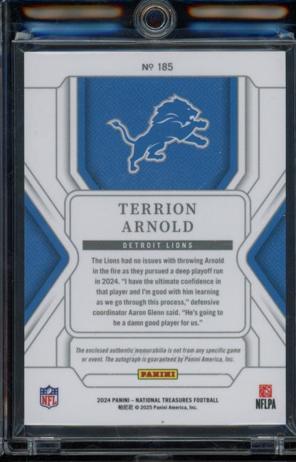 2024 National Treasures Terrion Arnold Rookie Patch Auto /99