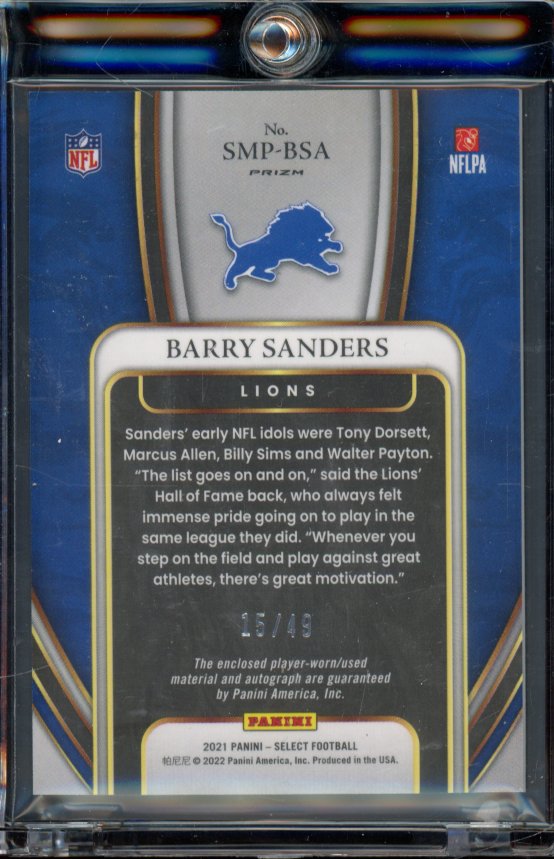 2021 Select Barry Sanders Patch Auto /49