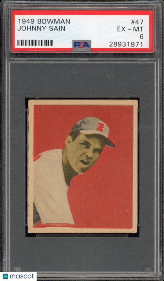 1949 Bowman Johnny Sain #47 PSA 6