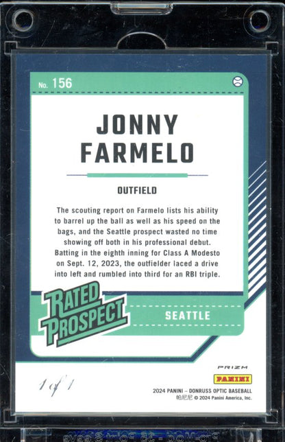 2024 Optic Jonny Farmelo Gold Vinyl 1/1 Rookie