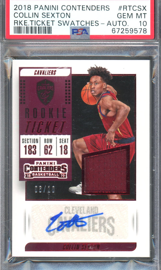 2018 Contenders Collin Sexton Rookie Swatches Auto 06/10 PSA 10 RC POP 1