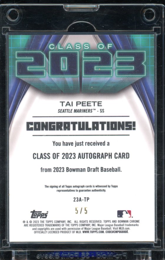 2023 Bowman Chrome Tai Peete Red Class Of 2023 Auto /5