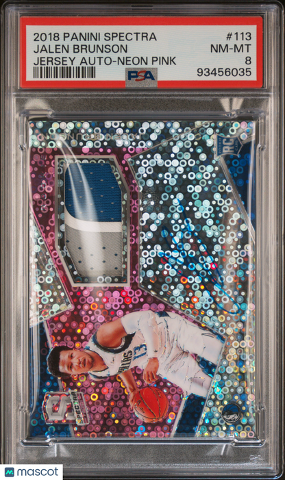 2018-19 Spectra Jalen Brunson Rookie Patch Auto Pink /25 PSA 8