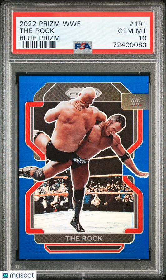 2022 Panini Prizm WWE The Rock #191 Blue 154/199 PSA 10