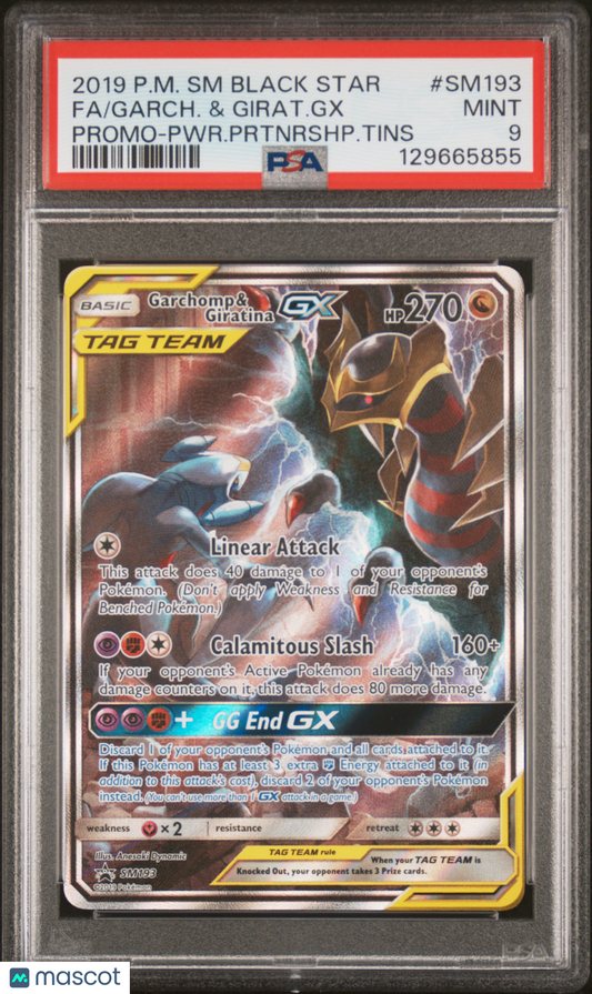 2019 SM Black Star Garchomp & Giratina SM193 PSA 9