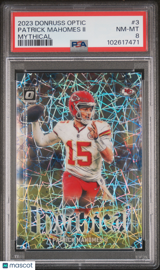 2023 Optic Patrick Mahomes Mythical SP PSA 8