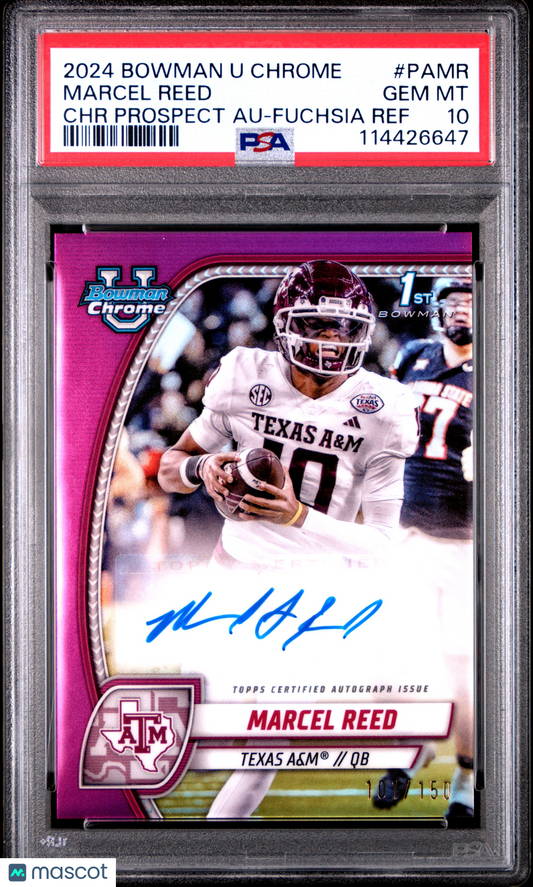 2024 Bowman Chrome Marcel Reed Fuchsia Auto /150 PSA 10