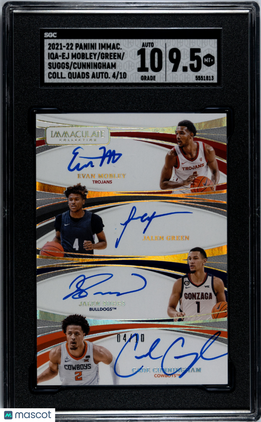 2021-22 Immaculate Mobley Green Suggs Cunningham Rookie Quad Auto /10 SGC 9.5