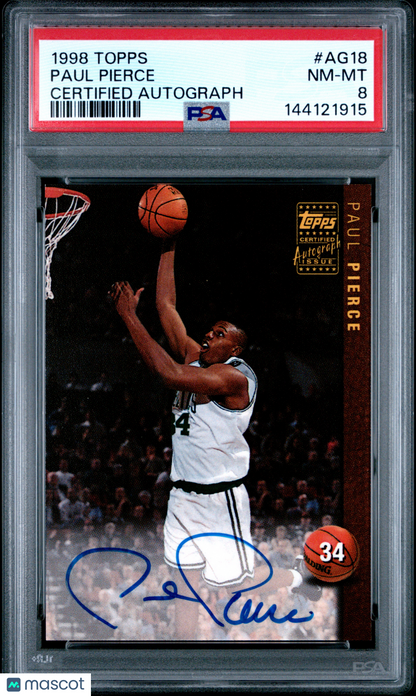 1998-99 Topps Paul Pierce #AG18 Certified Auto RC PSA 8