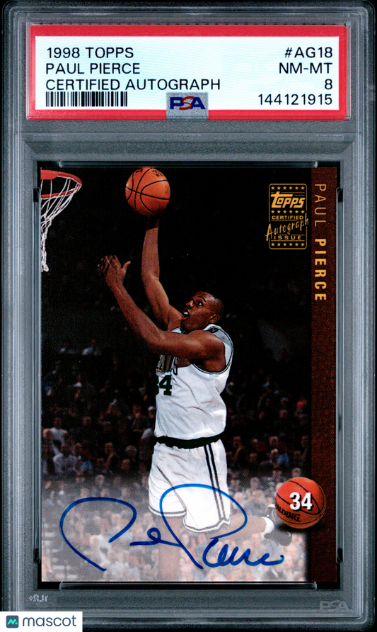 1998-99 Topps Paul Pierce #AG18 Certified Auto RC PSA 8
