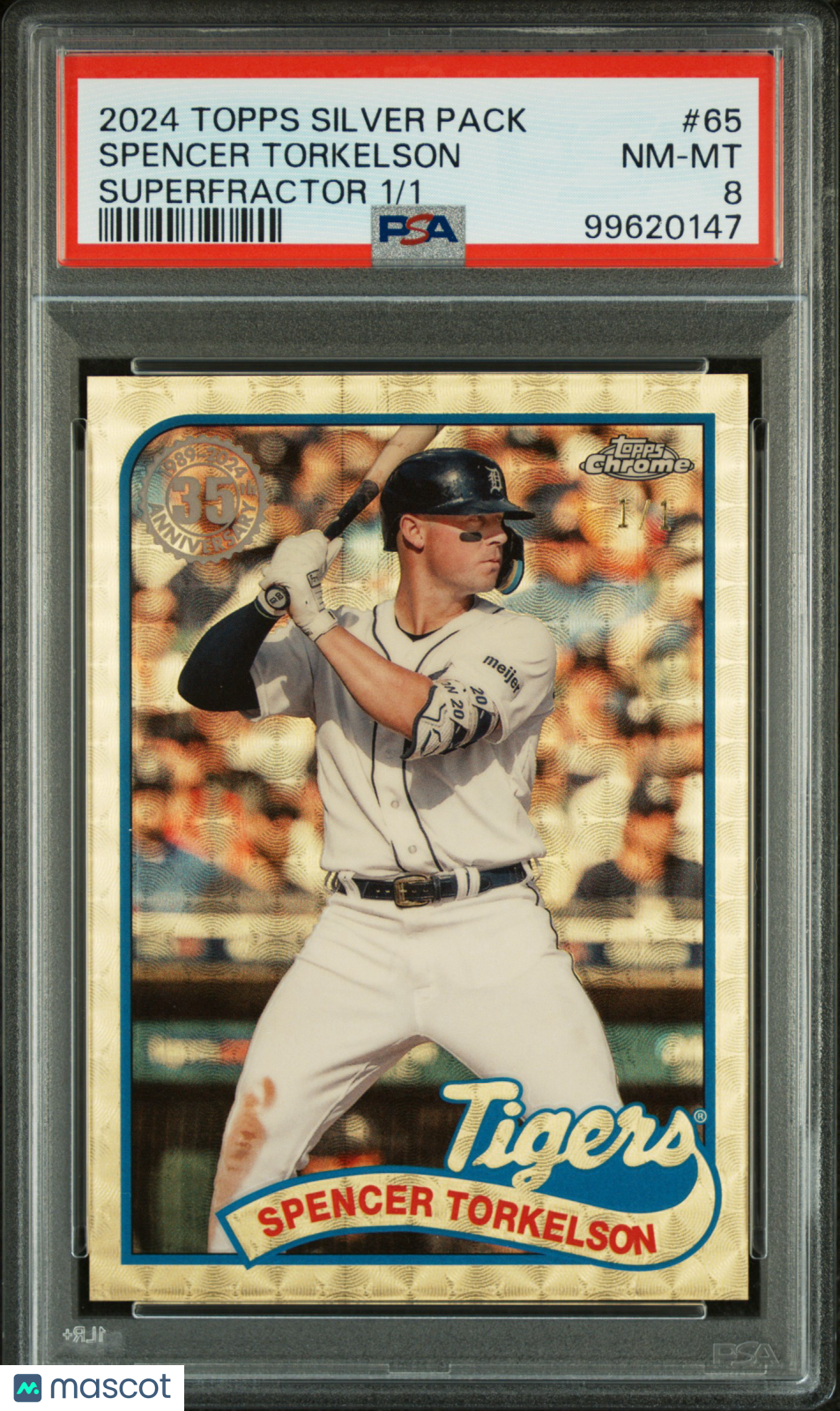 2024 Topps Chrome Spencer Torkelson Silver Pack 1/1 Superfractor PSA 8