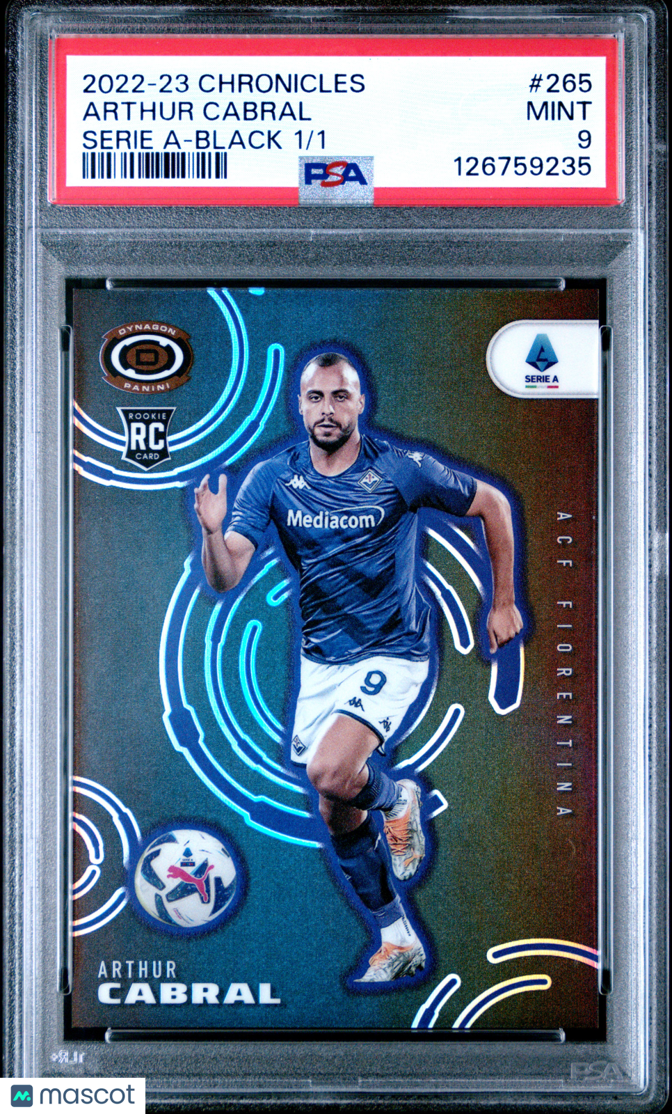 2022-33 Chronicles Arthur Cabral Serie A 1/1 Rookie PSA 9