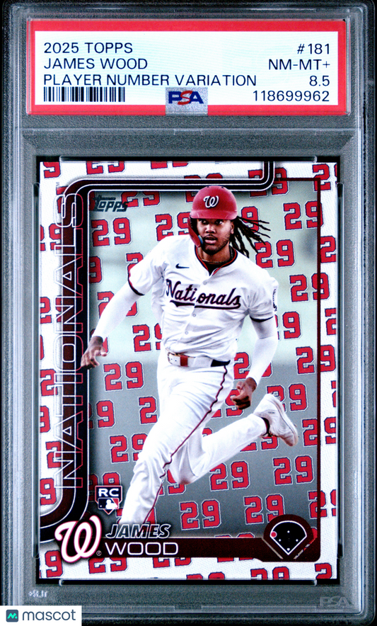 2025 Topps James Wood Player Number Variation /29 Rookie PSA 8.5