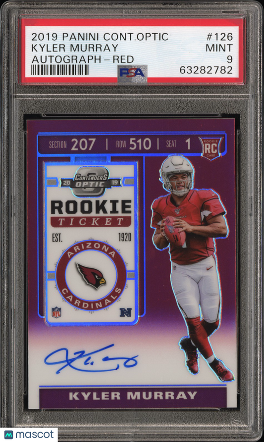 2019 Contenders Optic Kyler Murray Red Rookie Auto /199 PSA 9