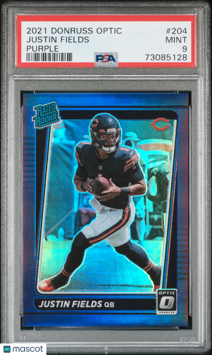 2021 Optic Justin Fields Purple Rated Rookie /50 PSA 9