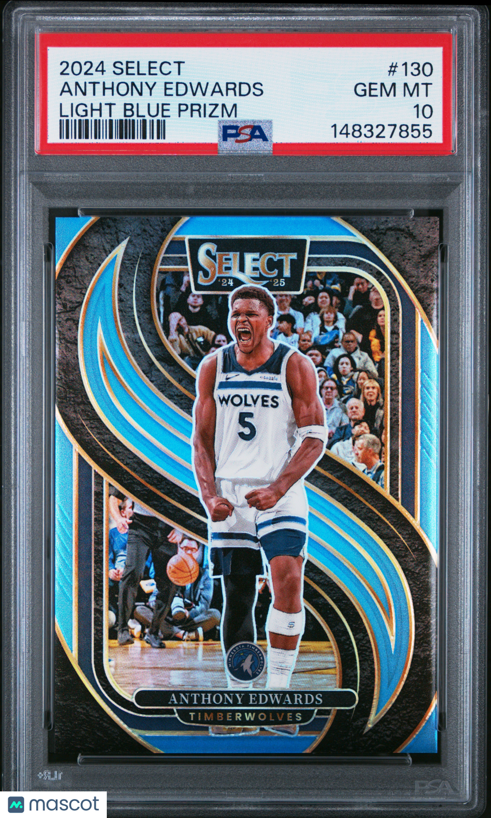 2024 Panini Select Anthony Edwards #130 Premier Light Blue Prizm /299 PSA 10