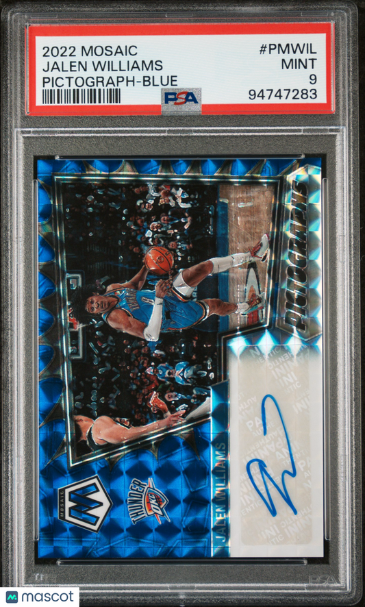 2022 Panini Mosaic Jalen Williams #PM-WIL Mosaic Blue /49 Auto RC PSA 9
