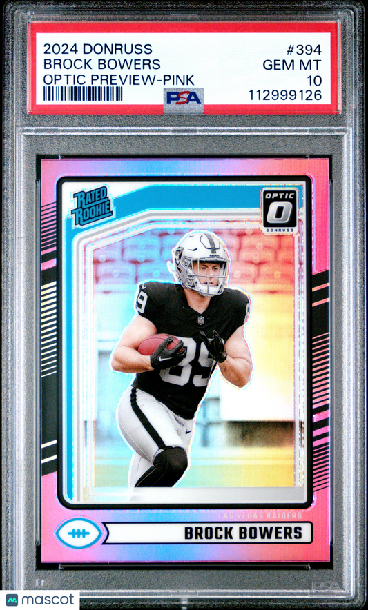 2024 Optic Preview Brock Bowers Pink Rookie PSA 10