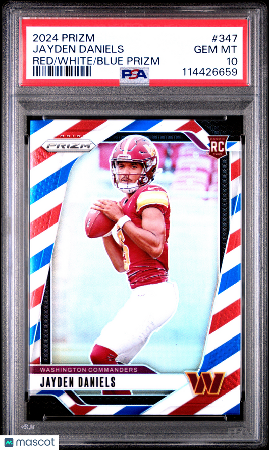 2024 Prizm Jayden Daniels Red White Blue Rookie PSA 10