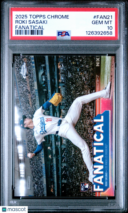 2025 Topps Chrome Roki Sasaki #FAN-21 Fanatical Dodgers PSA 10
