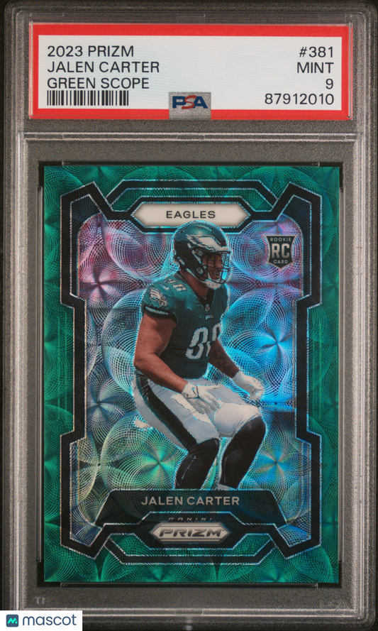 2023 Prizm Jalen Carter Green Scope Rookie /75 PSA 9