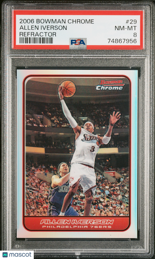2006-07 Bowman Chrome Allen Iverson Refractor /249 PSA 8