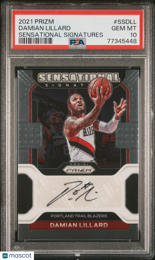 2021-22 Prizm Damian Lillard Sensational Signatures Auto PSA 10