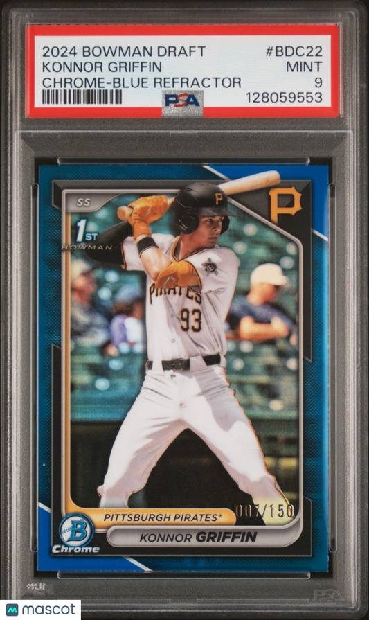 2024 Bowman Draft Konnor Griffin #BDC-22 Chrome Blue Refractor /150 1st PSA 9