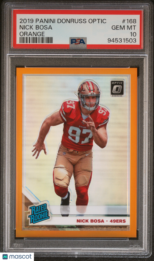 2019 Optic Nick Bosa Orange Rookie /199 PSA 10
