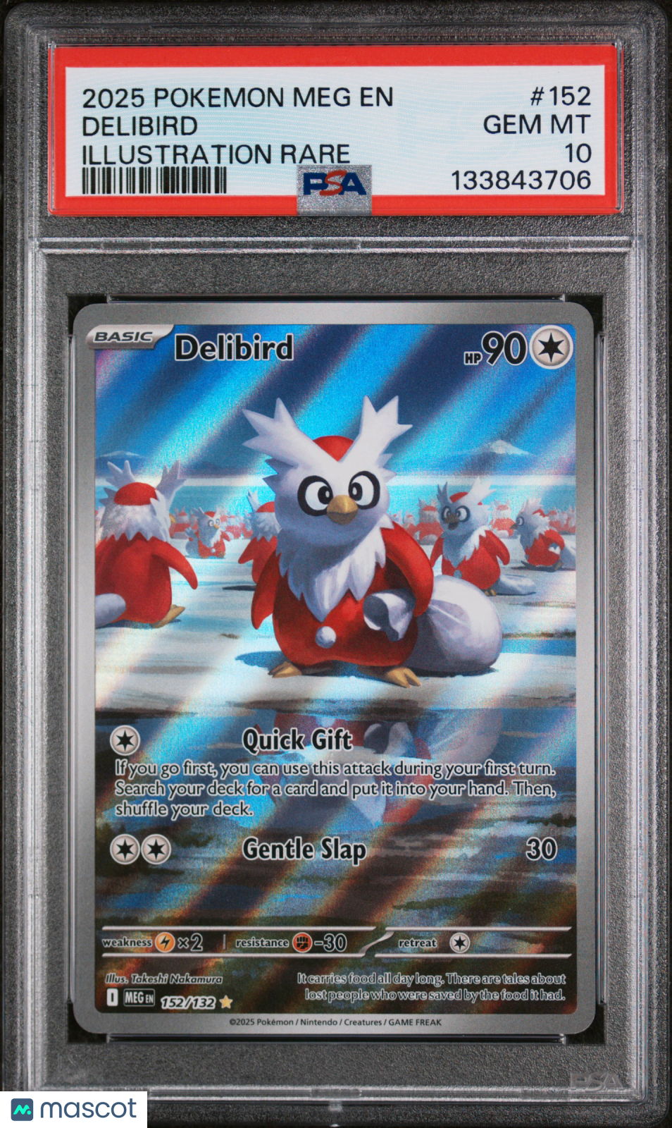 2025 Pokemon Mega Evolution Delibird #152/132 Illustration Rare PSA 10