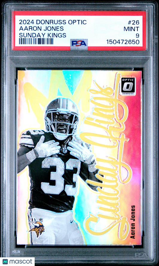 2024 Panini Donruss Optic Aaron Jones #26 Sunday Kings PSA 9