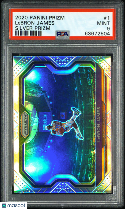 2020-21 Prizm Lebron James Silver Tribute Dunk PSA 9
